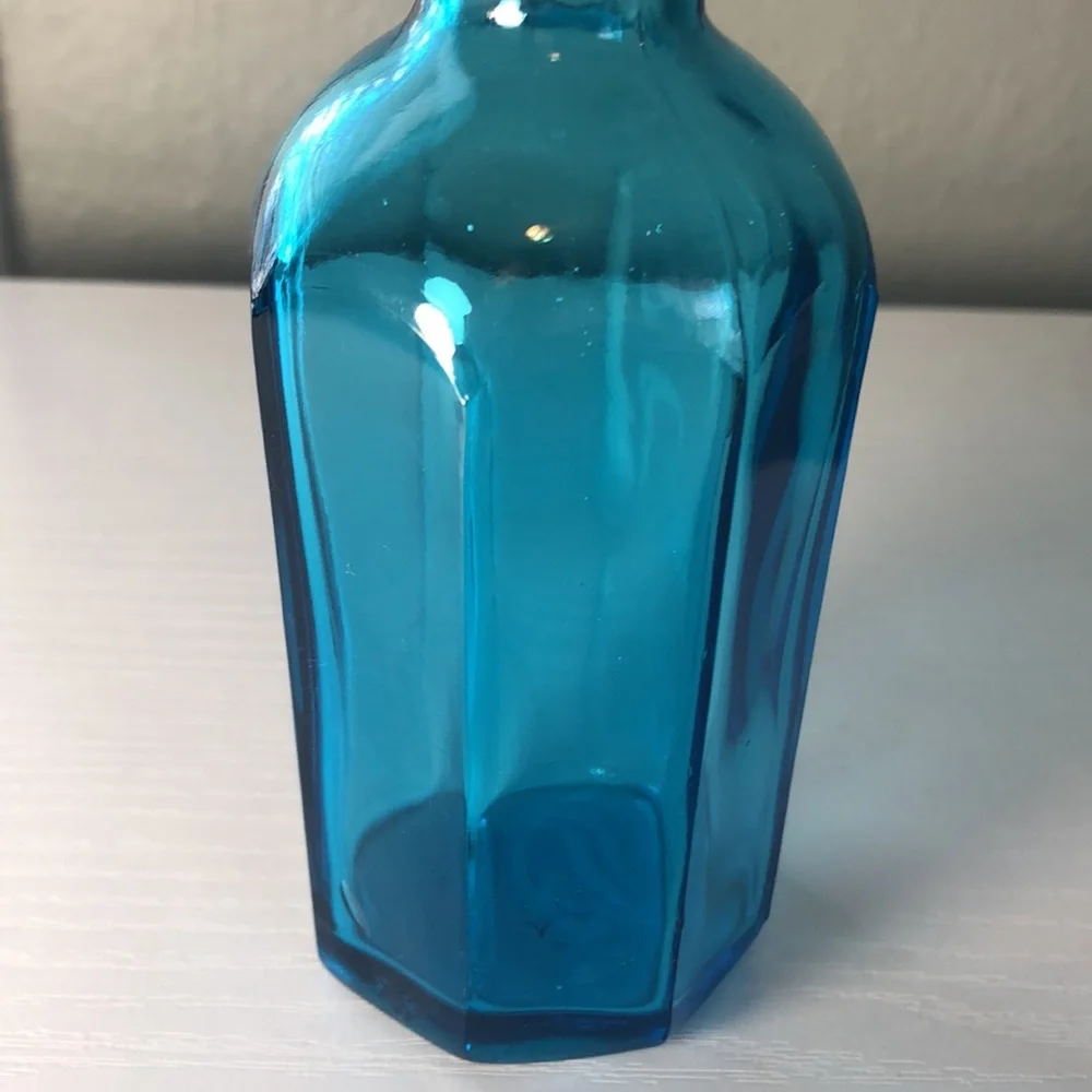Blue Glass Mid Century C/O Japan Vintage Bottle